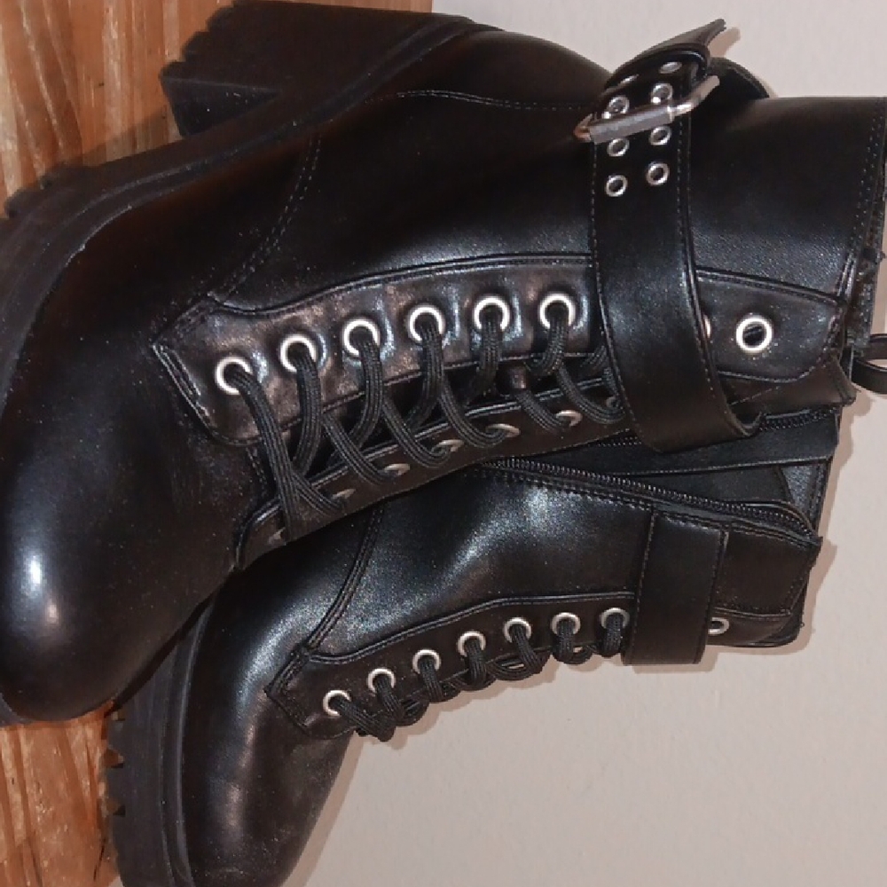 No Boundaries Black Ankle Boots with Buckle Detail